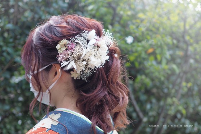 かすみ草 髪飾り